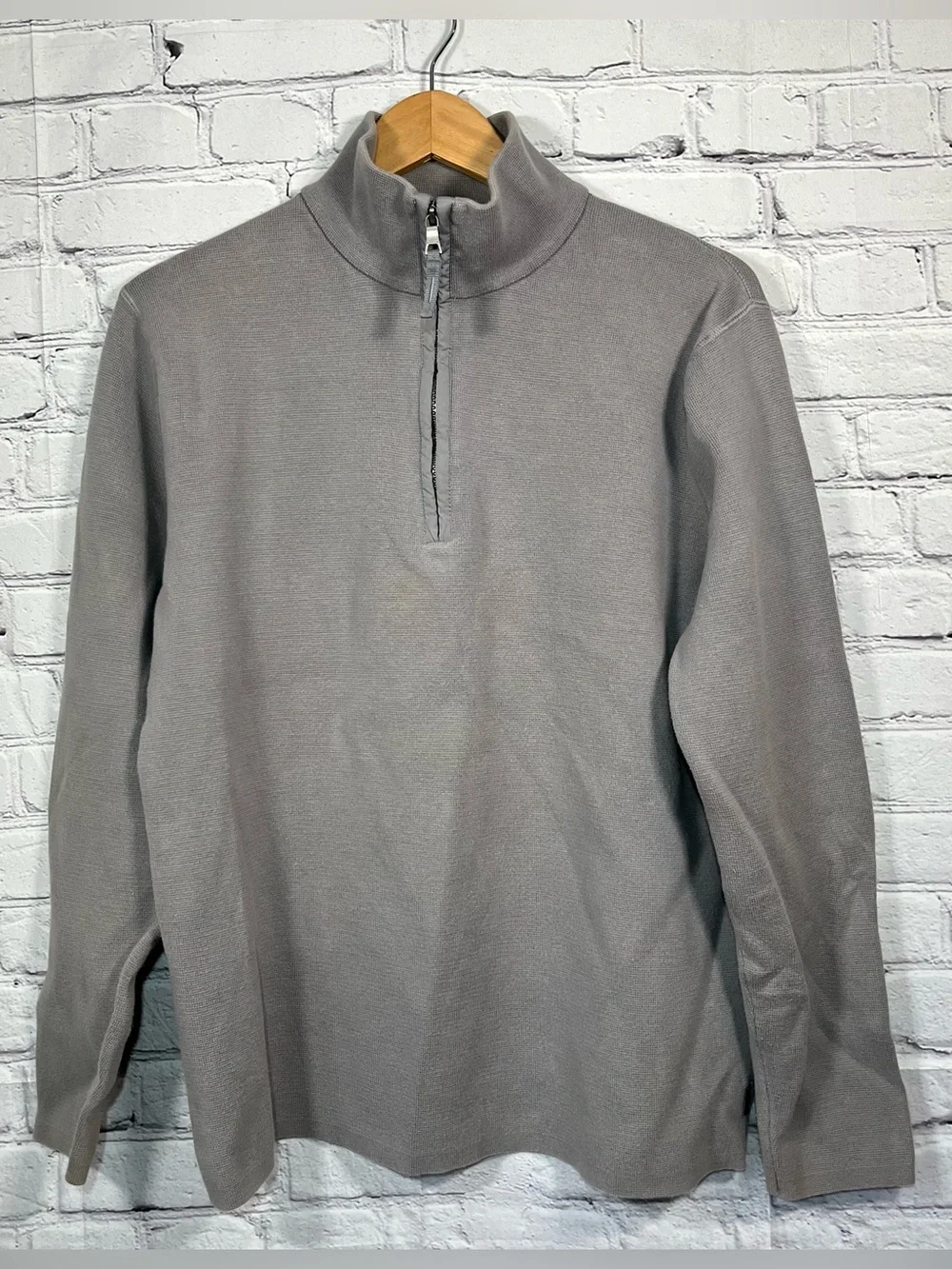 Vintage Banana Republic 1/4 Zip Knit Pullover Mens Medium Gray Elbow Patch